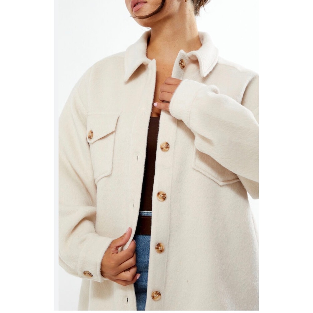 Sonoma Goods For Life Cream Button Front Shacket Jacket Women Small Off White